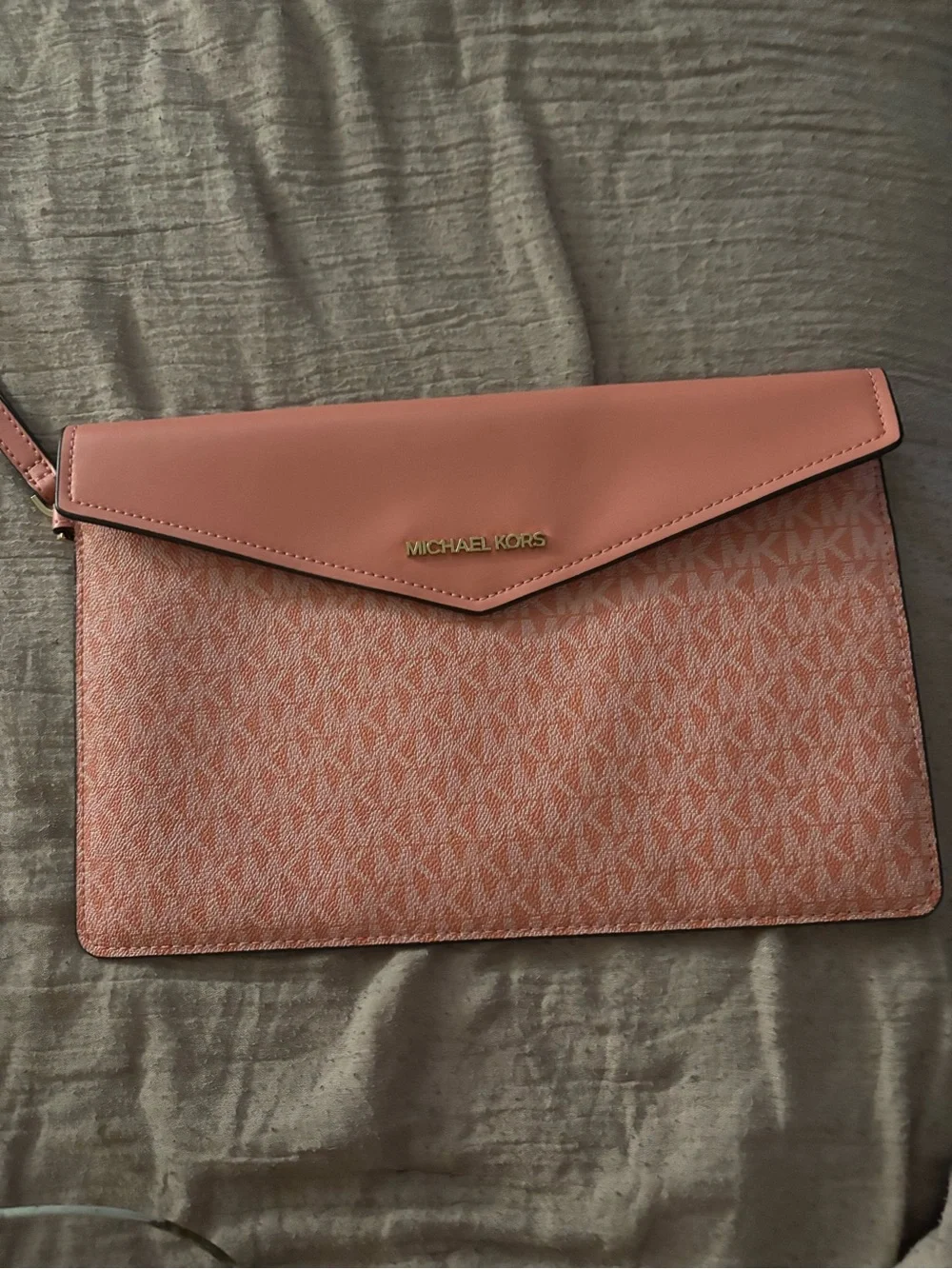 Michael Kors Coral Pink Signature Envelope Shoulder Bag